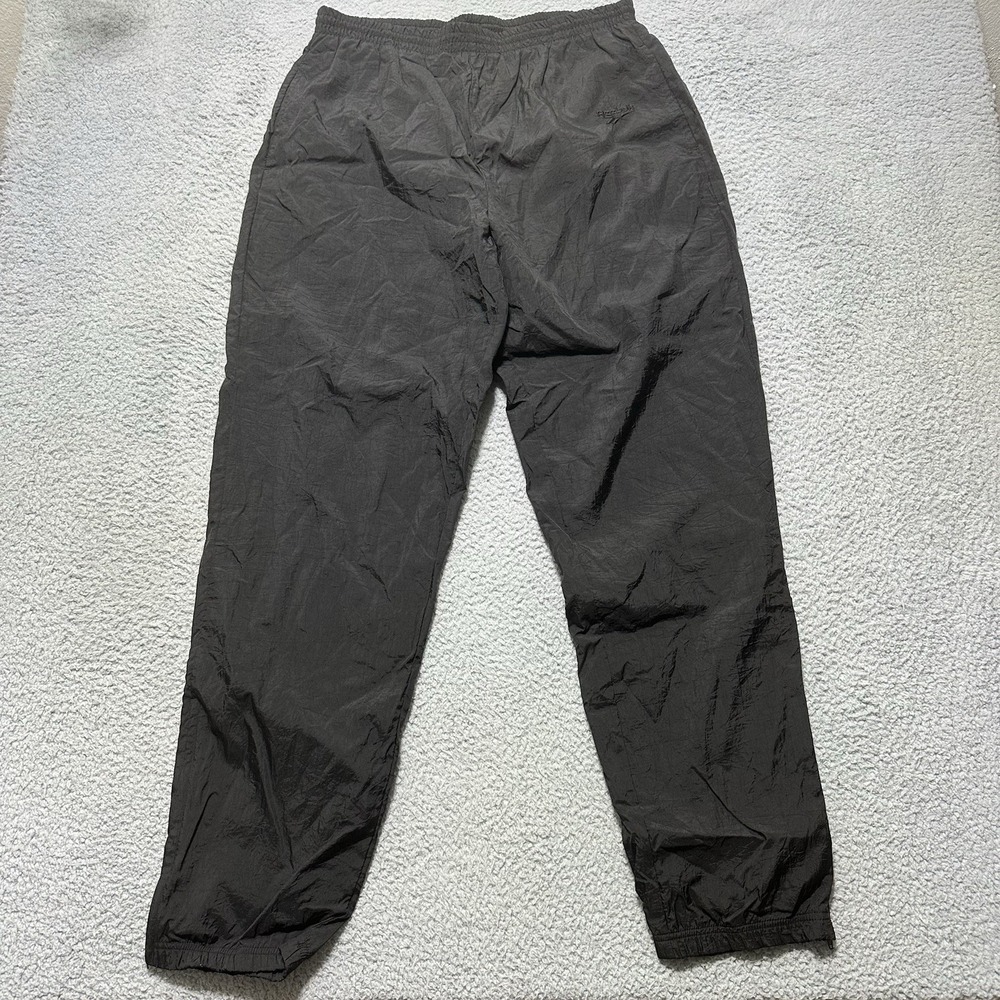 Vintage 90s Reebok Mens Sz L Black Track Pants Lined Windbreaker Zip Active Y2K